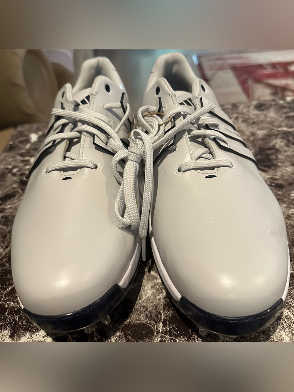 adidas White Men’s BOOST Low-Top Sneakers w/ Cleats Golf